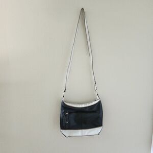 Tignanello Black and White Leather Crossbody bag